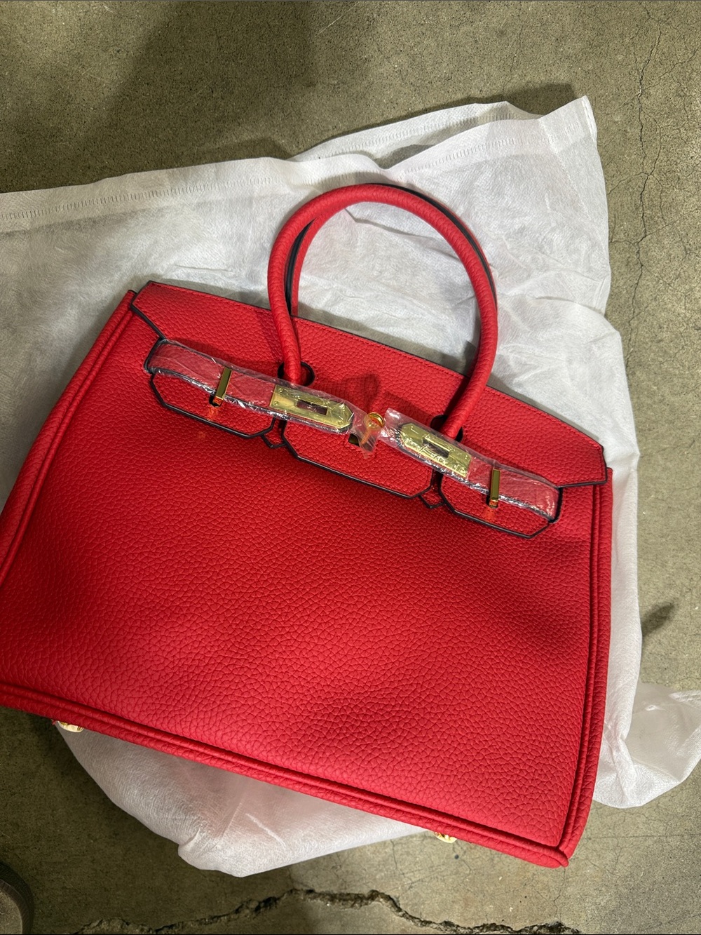 Red Structured Top-Handle Tote Bag - Classic Women’s Handbag